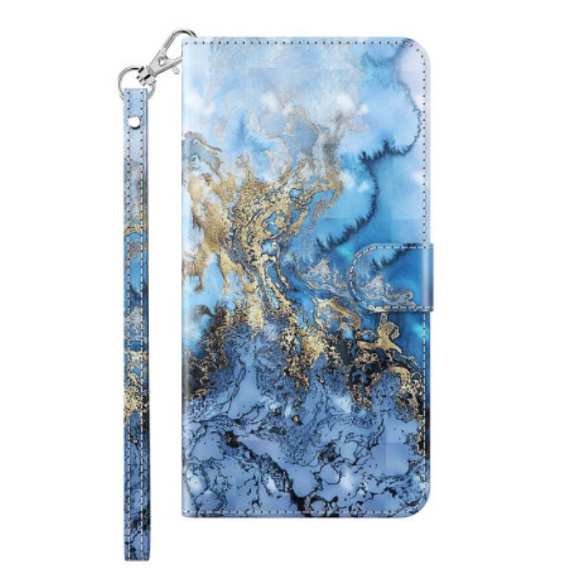 Flip Case Xiaomi Redmi 10C Suojaketju Kuori Strappy Marble Style