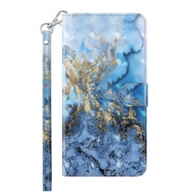 Flip Case Xiaomi Redmi 10C Suojaketju Kuori Strappy Marble Style