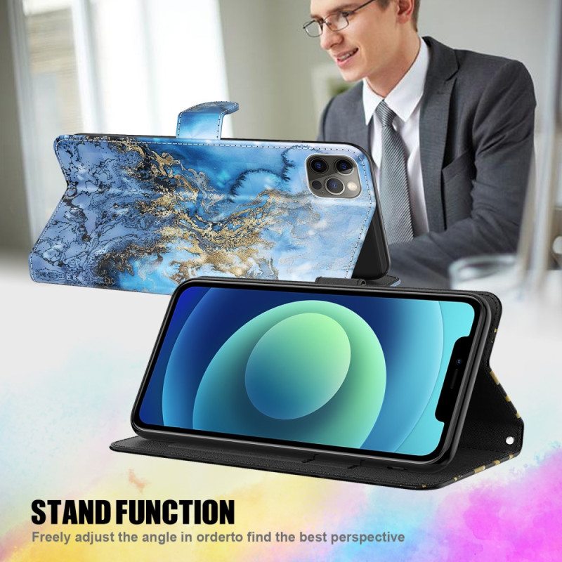 Flip Case Xiaomi Redmi 10C Suojaketju Kuori Strappy Marble Style