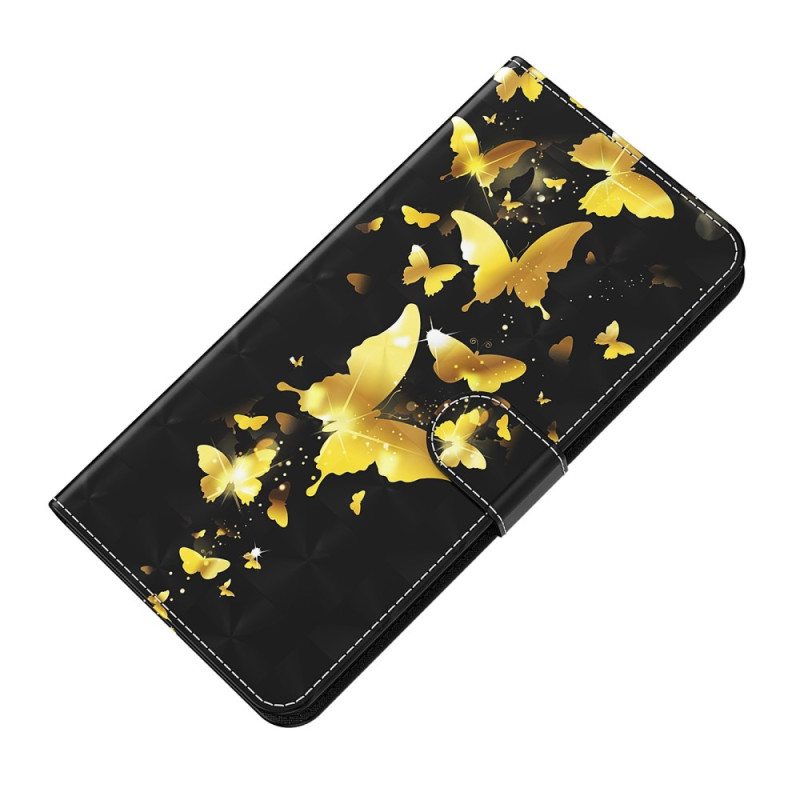 Flip Case Xiaomi Redmi 10C Suojaketju Kuori Stringit Perhoset