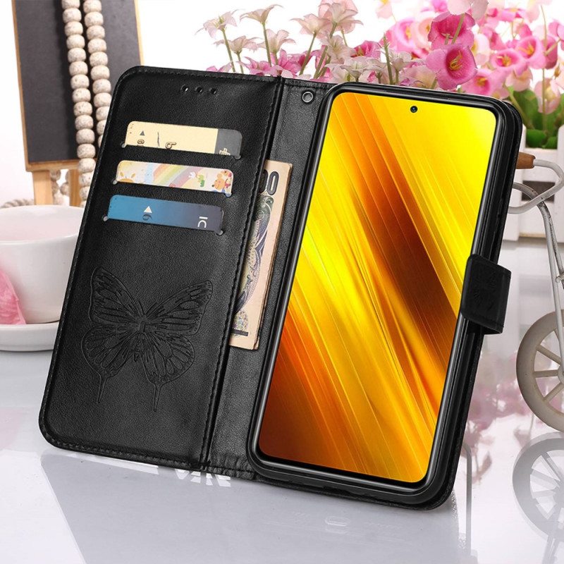 Kotelot Xiaomi Redmi 10C Butterfly Design Kaulanauhalla