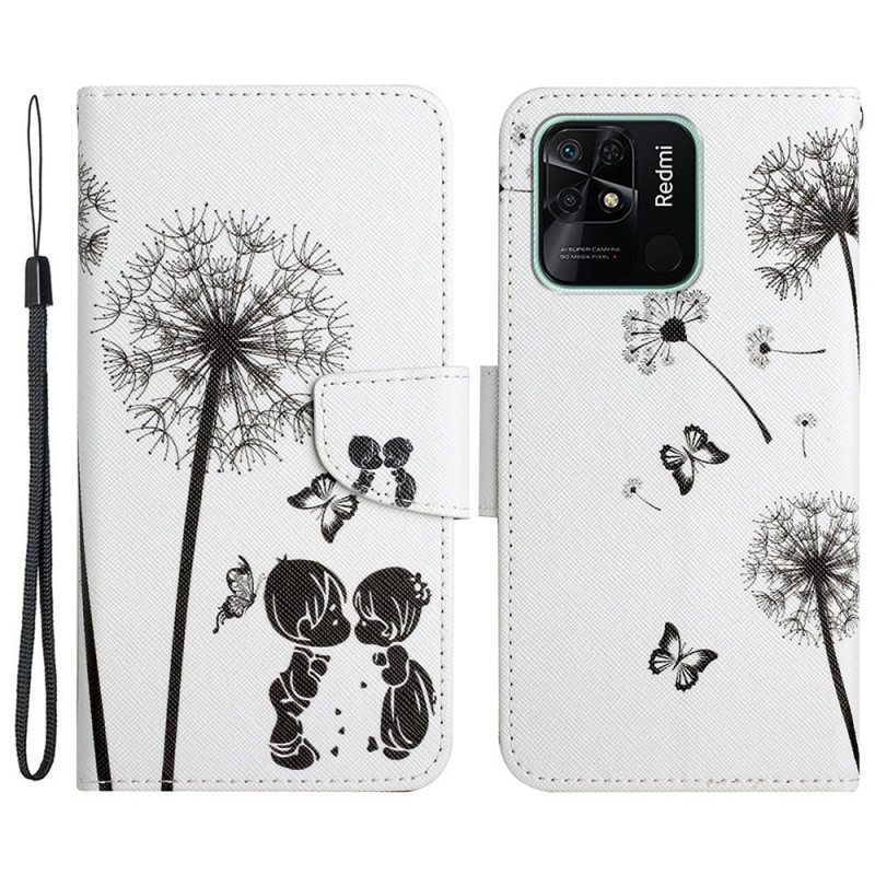 Kotelot Xiaomi Redmi 10C Suojaketju Kuori Lanyard Love Dandelions