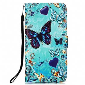 Kotelot Xiaomi Redmi 10C Suojaketju Kuori Strappy Flying Butterflies