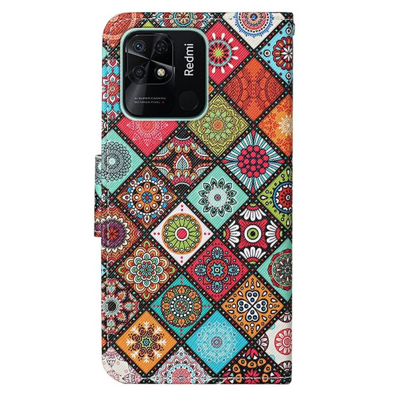 Kotelot Xiaomi Redmi 10C Suojaketju Kuori Strappy Patchwork