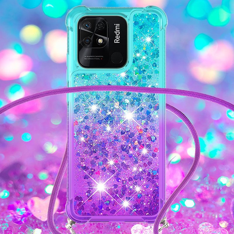 Kuori Xiaomi Redmi 10C Kiristysnyörillä Glitter Silikoni Johto