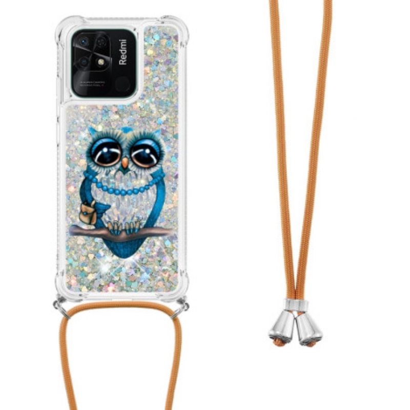 Kuori Xiaomi Redmi 10C Kiristysnyörillä Paljetti Kiristysnyöri Miss Owl