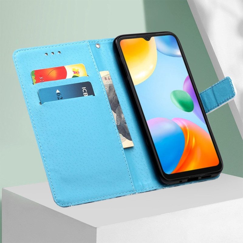 Nahkakotelo Xiaomi Redmi 10C Suojaketju Kuori Eiffel-tornin Timanttihihna