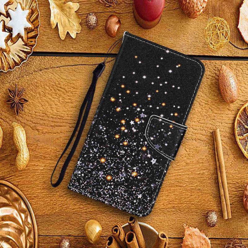 Nahkakotelo Xiaomi Redmi 10C Suojaketju Kuori Strappy Glitter Effect