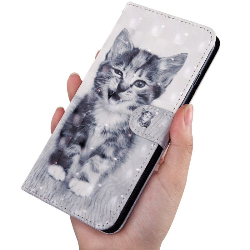 Nahkakotelo Xiaomi Redmi 10C Suojaketju Kuori Strappy Kitten