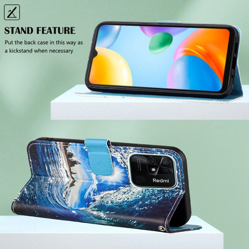 Nahkakotelo Xiaomi Redmi 10C Suojaketju Kuori Thong Wave