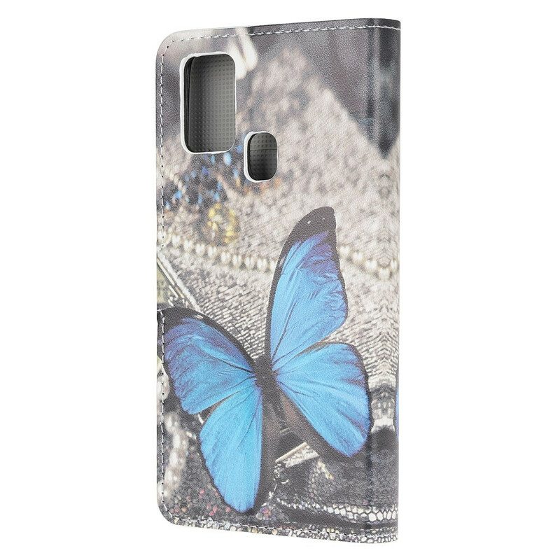 Flip Case OnePlus Nord N10 Sininen Perhonen