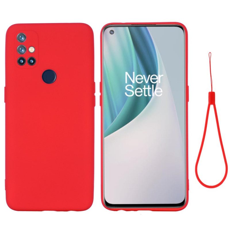 Kuori OnePlus Nord N10 Nestemäinen Silikoni Kaulanauhalla