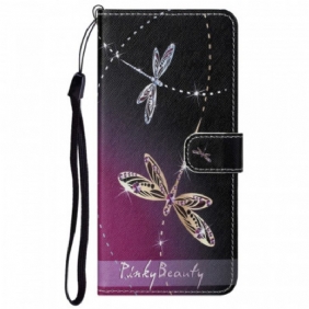 Flip Case Google Pixel 6A Suojaketju Kuori Strappy Dragonflies