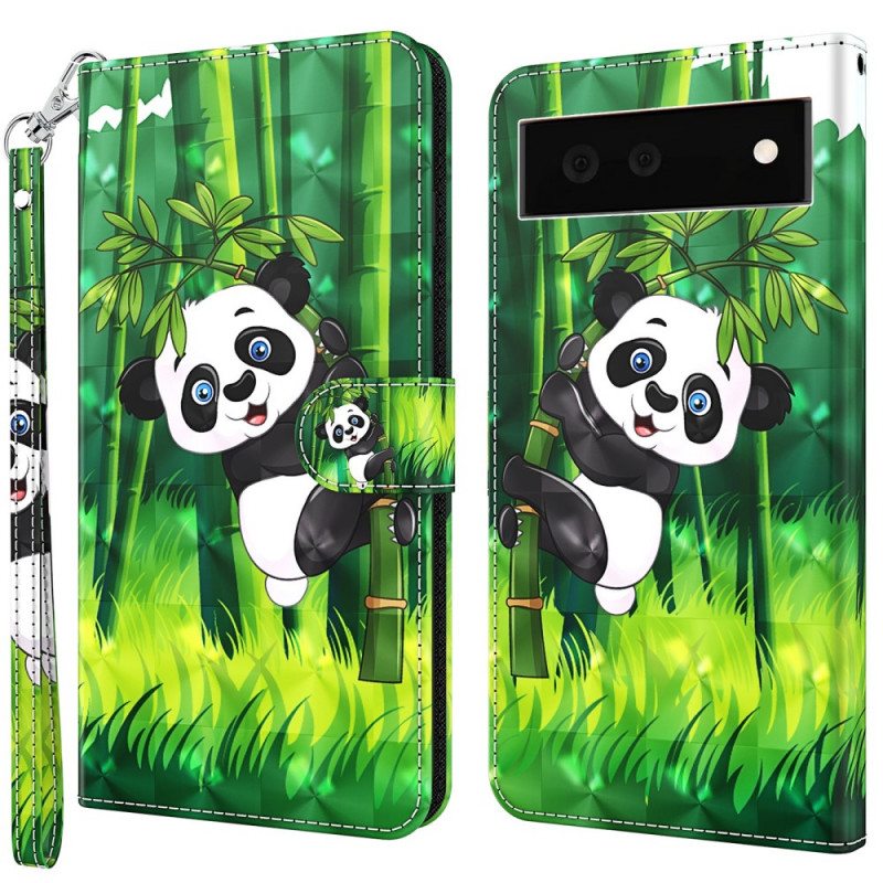 Kotelot Google Pixel 6A Suojaketju Kuori Strappy Panda