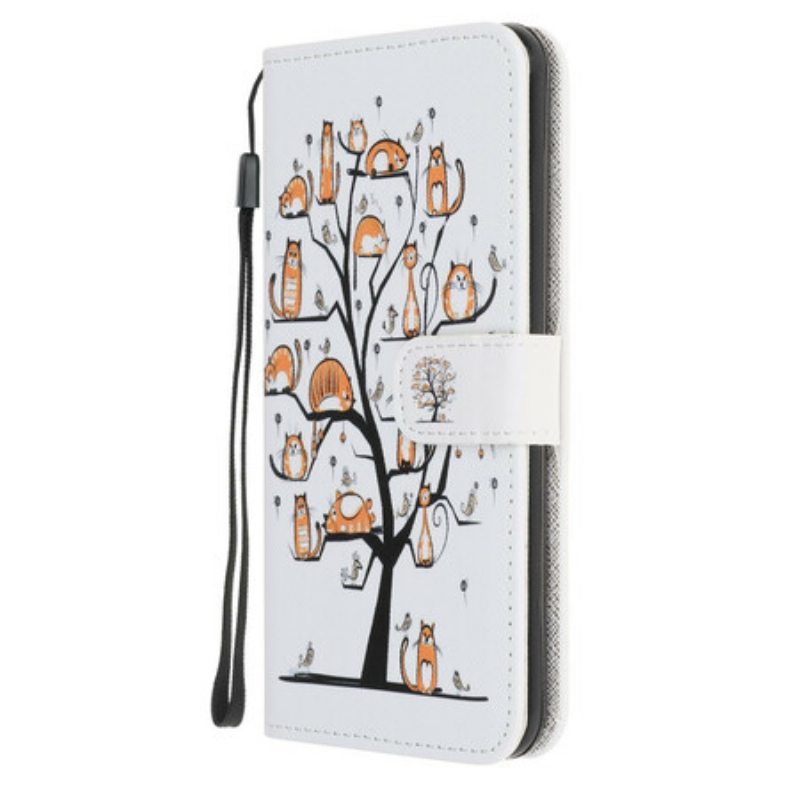 Flip Case OnePlus Nord N100 Suojaketju Kuori Funky Cats Hihnalla