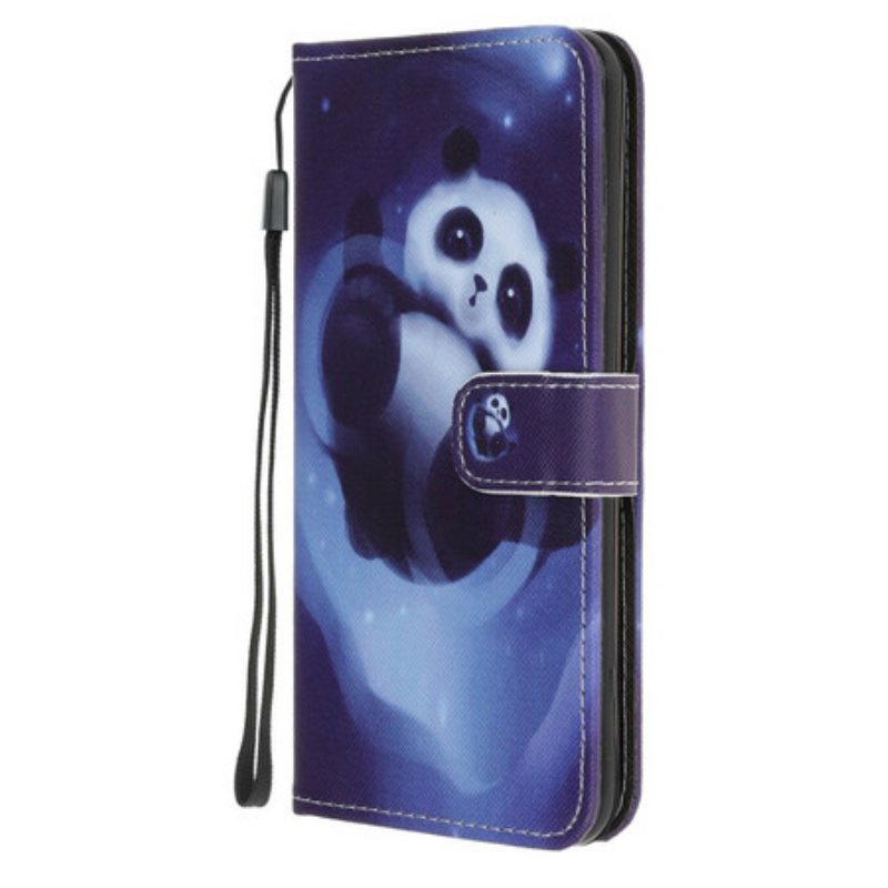 Flip Case OnePlus Nord N100 Suojaketju Kuori Panda Space Kaulanauhalla