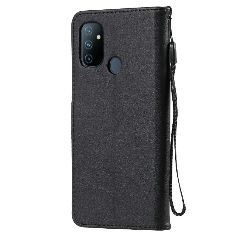 Kotelot OnePlus Nord N100 Suojaketju Kuori Strappy Leather Effect