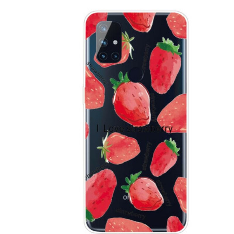 Kuori OnePlus Nord N100 Mansikat / I Love Strawberry