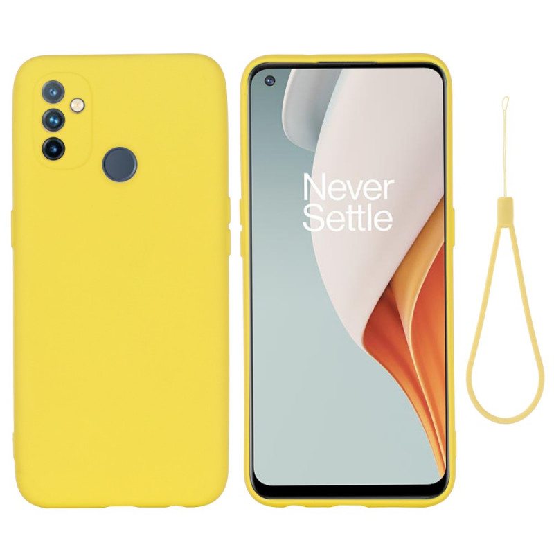 Kuori OnePlus Nord N100 Nestemäinen Silikoni Kaulanauhalla