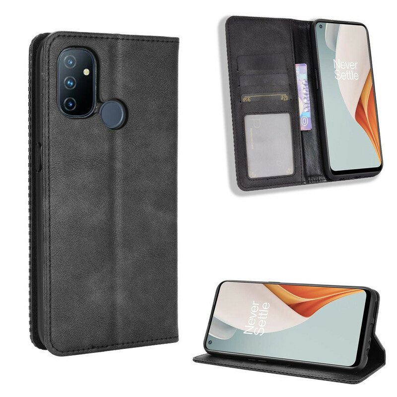 Puhelinkuoret OnePlus Nord N100 Kotelot Flip Tyylitelty Vintage-nahkaefekti