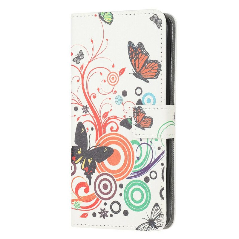 Flip Case Samsung Galaxy S20 FE Perhosia Ja Kukkia