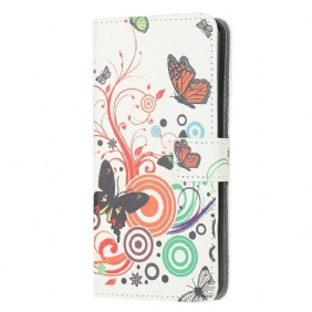 Flip Case Samsung Galaxy S20 FE Perhosia Ja Kukkia