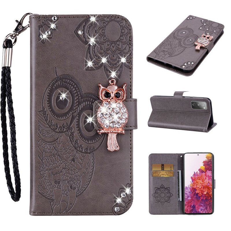 Flip Case Samsung Galaxy S20 FE Pöllö Mandala Ja Charm