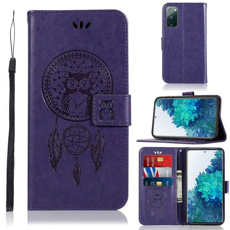 Kotelot Samsung Galaxy S20 FE Nahkaefekti Dreamcatcher Owl