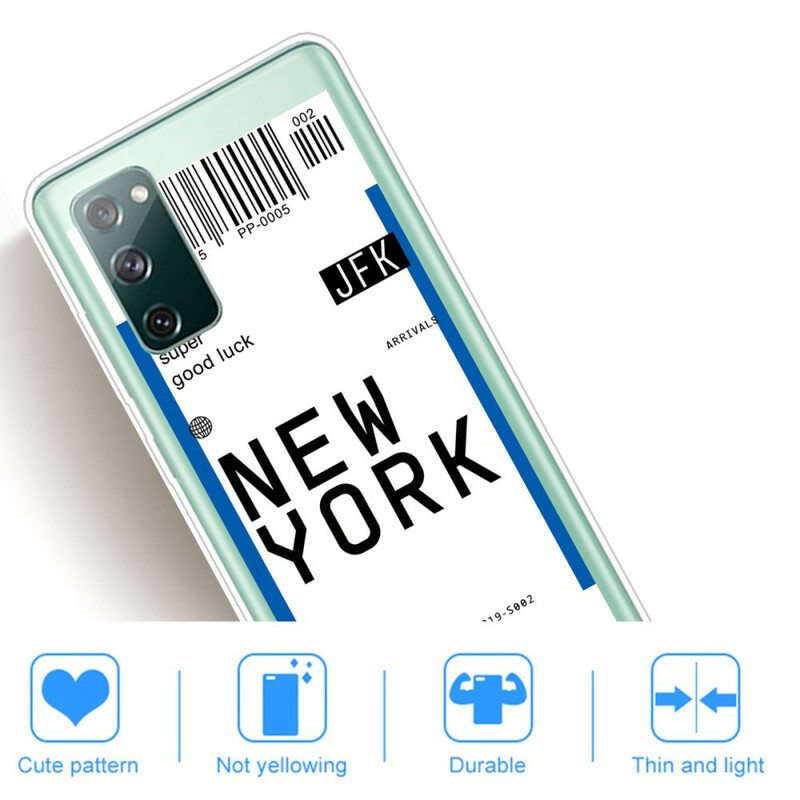 Kuori Samsung Galaxy S20 FE Boarding Pass New Yorkiin