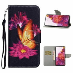 Nahkakotelo Samsung Galaxy S20 FE Butterfly Ja Lotus