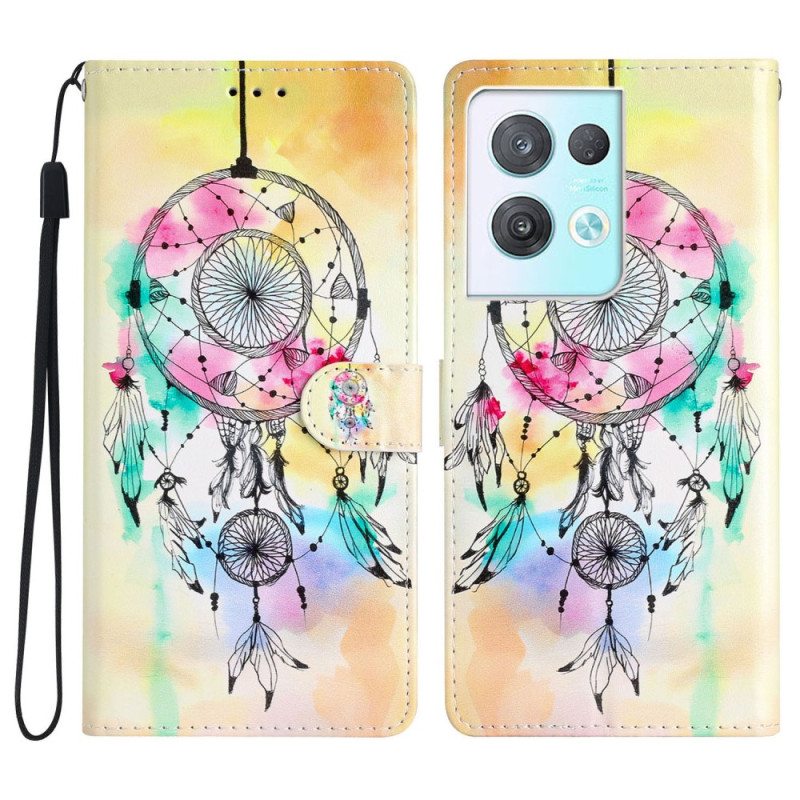 Flip Case Oppo Reno 8 Pro Suojaketju Kuori Hihna Dream Catcher