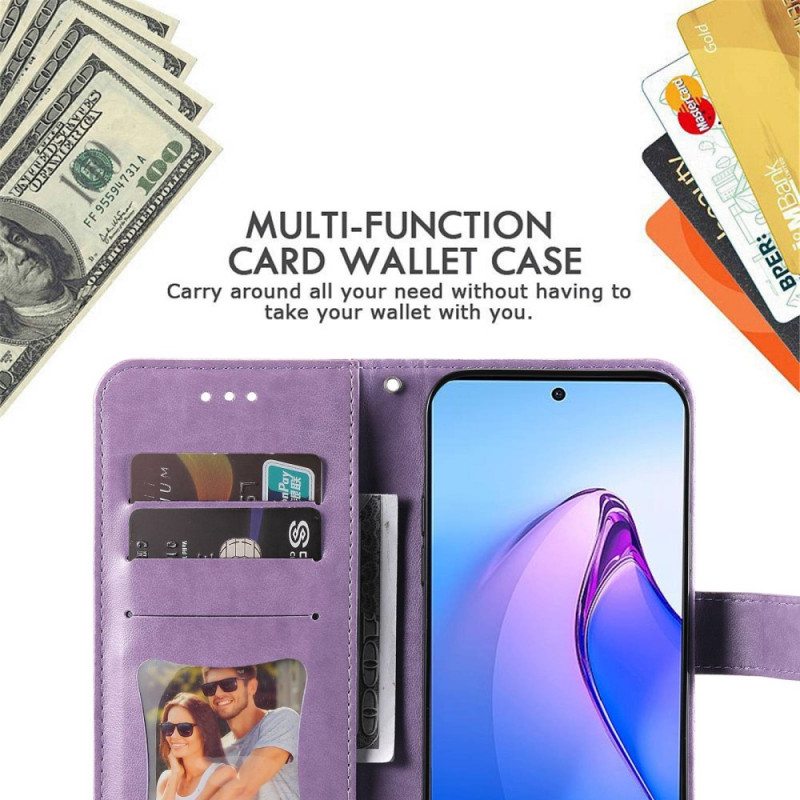 Flip Case Oppo Reno 8 Pro Suojaketju Kuori Strappy Kukka