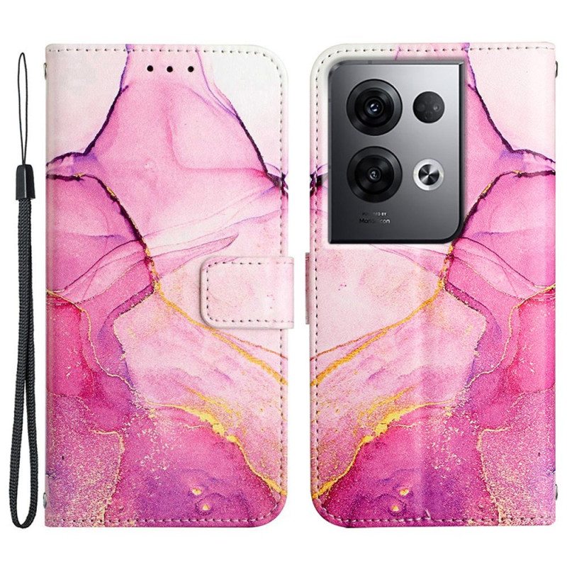 Flip Case Oppo Reno 8 Pro Suojaketju Kuori Strip Marble