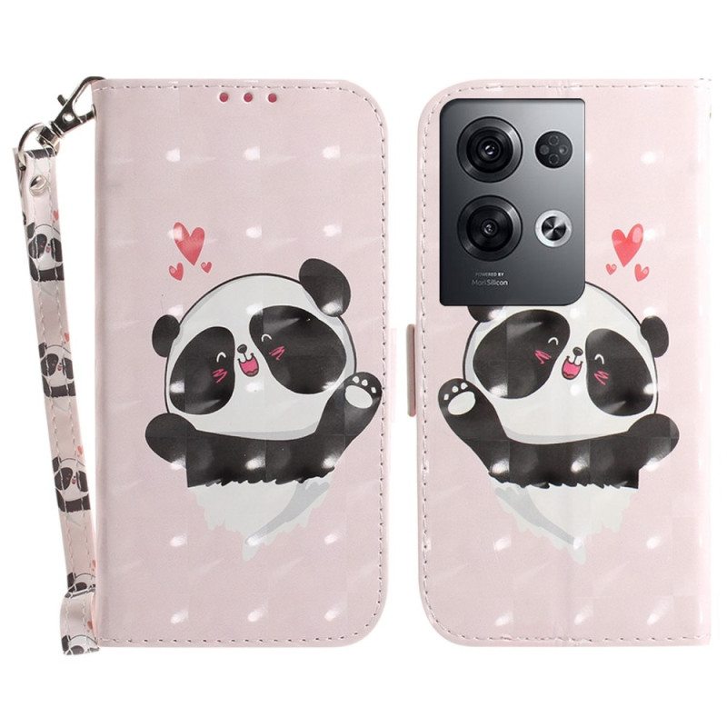 Kotelot Oppo Reno 8 Pro Panda Love With Lanyard