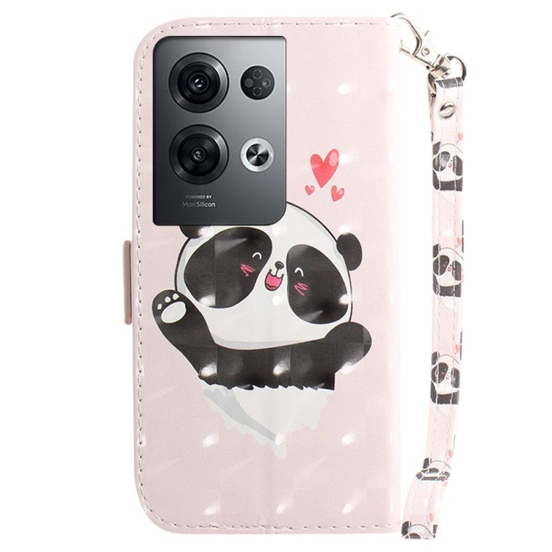 Kotelot Oppo Reno 8 Pro Panda Love With Lanyard