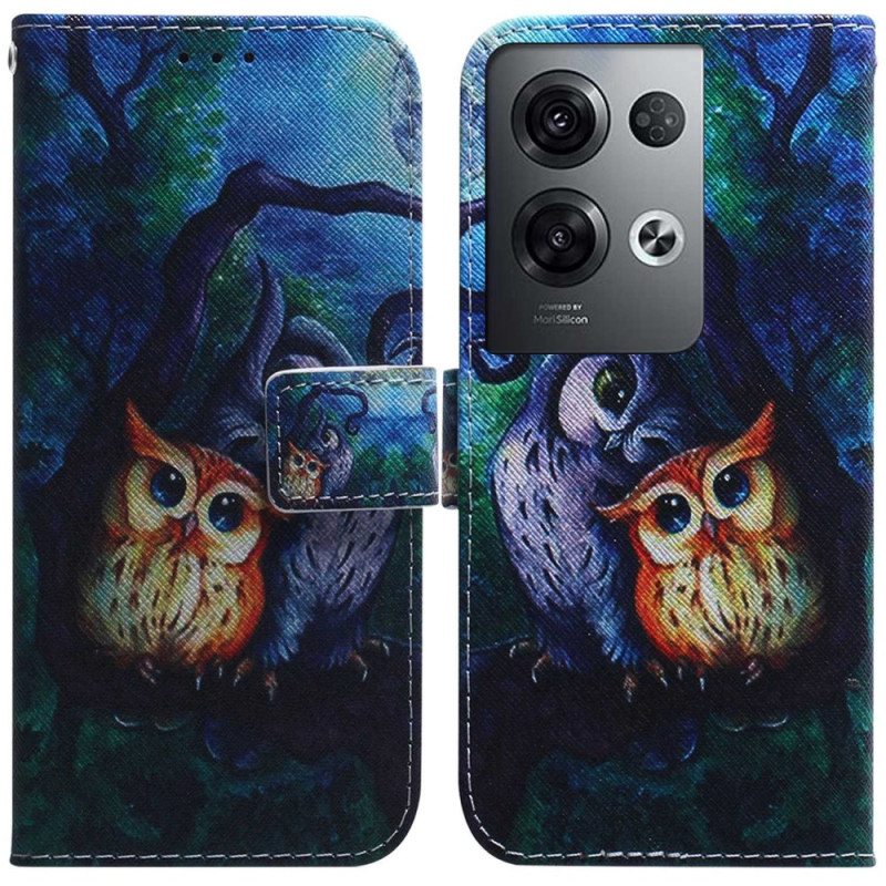 Kotelot Oppo Reno 8 Pro Suojaketju Kuori Strappy Owls -maalaus