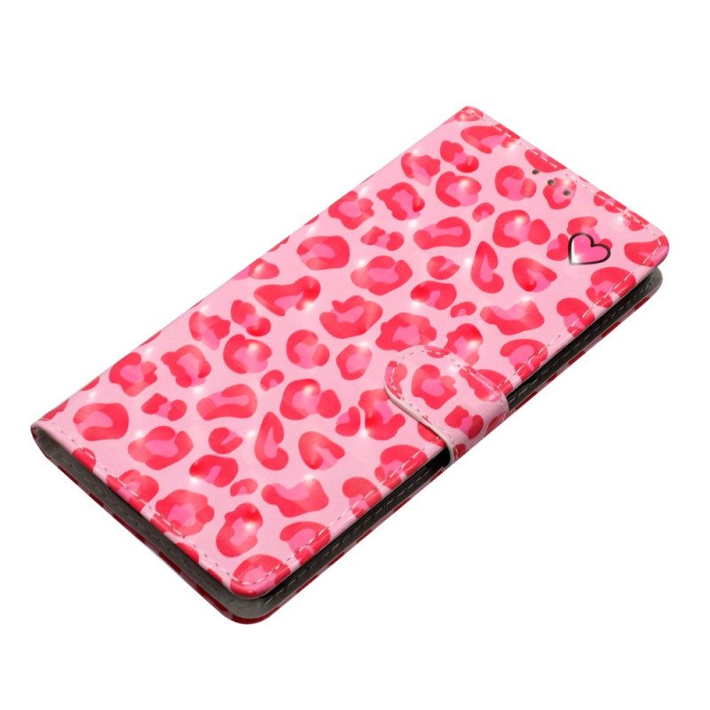 Kotelot Oppo A98 5g 3d Pink Leopard Hihnalla