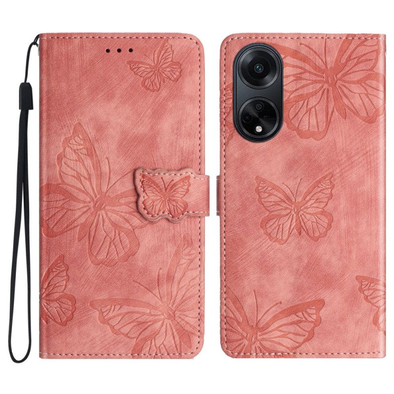 Kotelot Oppo A98 5g Butterflies Suede Effect