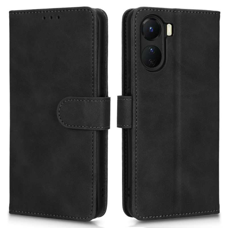 Flip Case Vivo Y16 Suojaketju Kuori Strappy Leather Effect