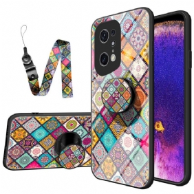 Kuori Oppo Find X5 Pro Patchwork Magneettipidike