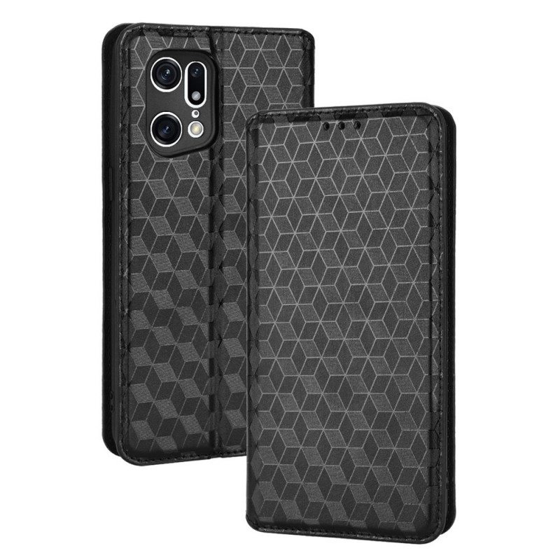 Puhelinkuoret Oppo Find X5 Pro Kotelot Flip 3d Diamond Leather Effect