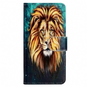 Nahkakotelo iPhone 15 Suojaketju Kuori Lion Graphic Kaulanauha