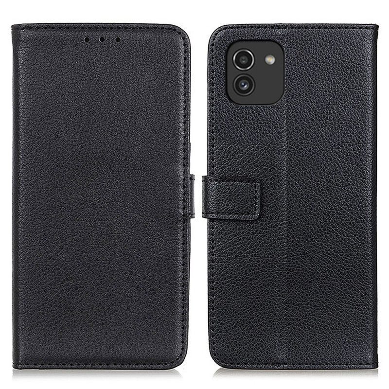 Nahkakotelo Samsung Galaxy A03 Premium Lychee Faux Leather