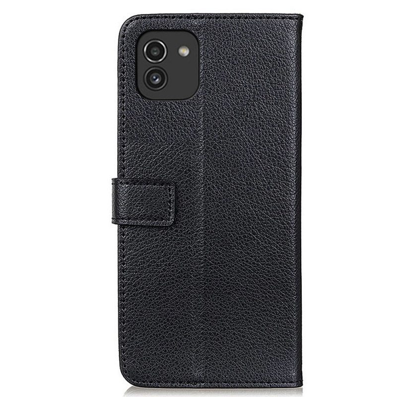 Nahkakotelo Samsung Galaxy A03 Premium Lychee Faux Leather