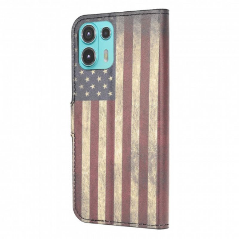 Flip Case Motorola Edge 20 Lite Amerikan Lippu