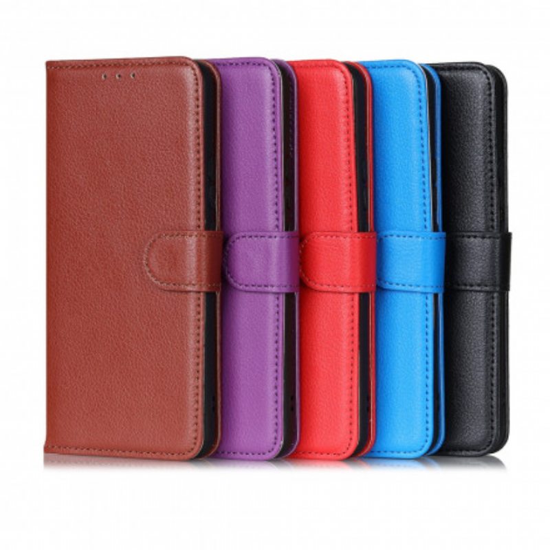 Flip Case Motorola Edge 20 Lite Perinteinen Litchi Faux Leather