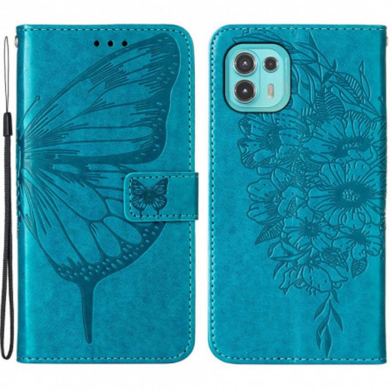 Kotelot Motorola Edge 20 Lite Butterfly Design Kaulanauhalla