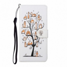 Flip Case Samsung Galaxy A32 Suojaketju Kuori Funky Cats Hihnalla