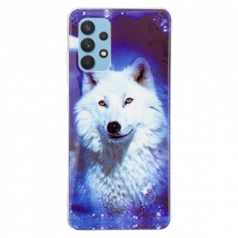 Kuori Samsung Galaxy A32 Fluoresoiva Wolf-sarja