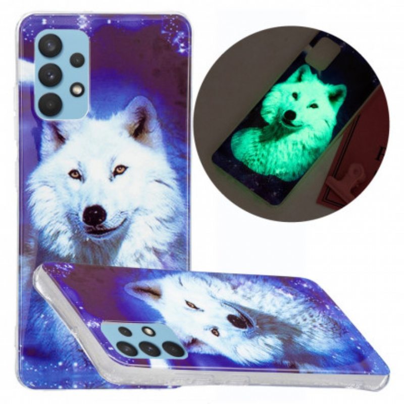 Kuori Samsung Galaxy A32 Fluoresoiva Wolf-sarja